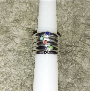 Solid Sterling Silver, 925, 5 Stack Rings Set